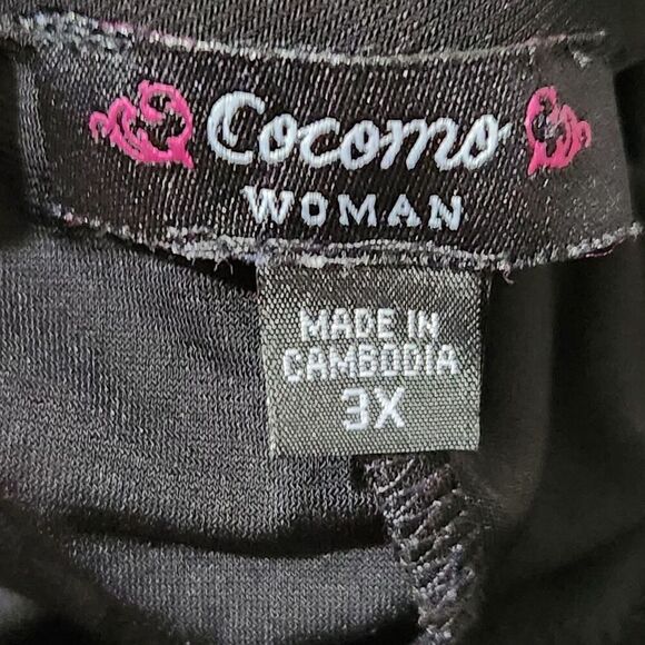 Cocomo Top For Size 3X Black Stretch Lightweight Vneck Flare Sleeve - Picture 7 of 9